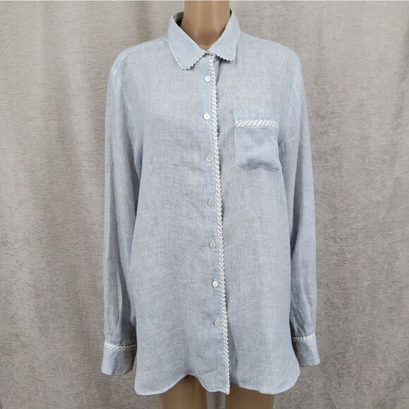 Weekend MaxMara Apotema Linen Canvas Shirt Button Up - Picture 5 of 16